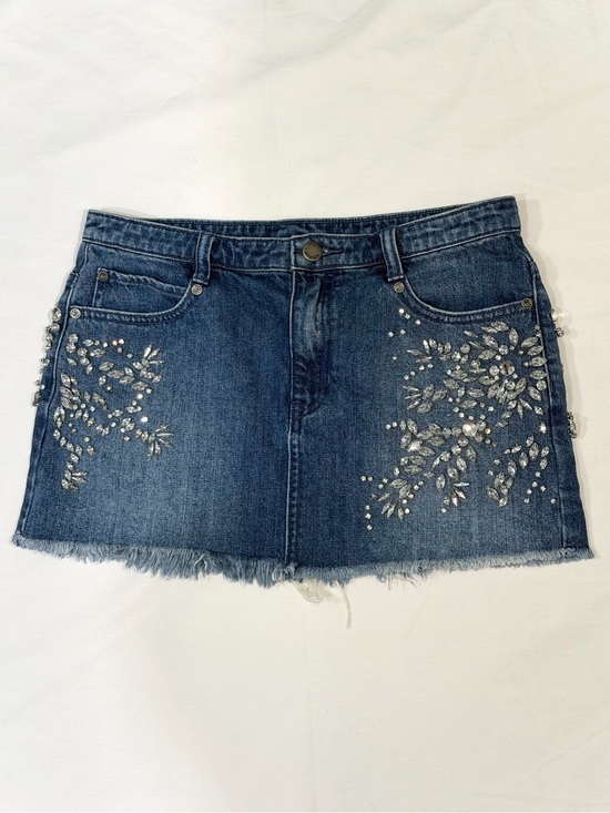 Free People Dresses & Skirts - Free People Shine Bright Shine Far Denim Rhinestone Mini Skirt - Size 2